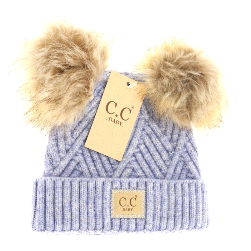 BABY Large Patch Heathered Double Pom C.C Beanie 